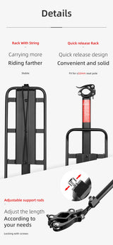 Rockbros 33210004001 cykelstativ med hylde - sort