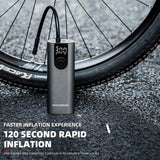 Rockbros 42720001001 Electric Bike Pump with LED Display + USB-C - USB-A Cable - Black