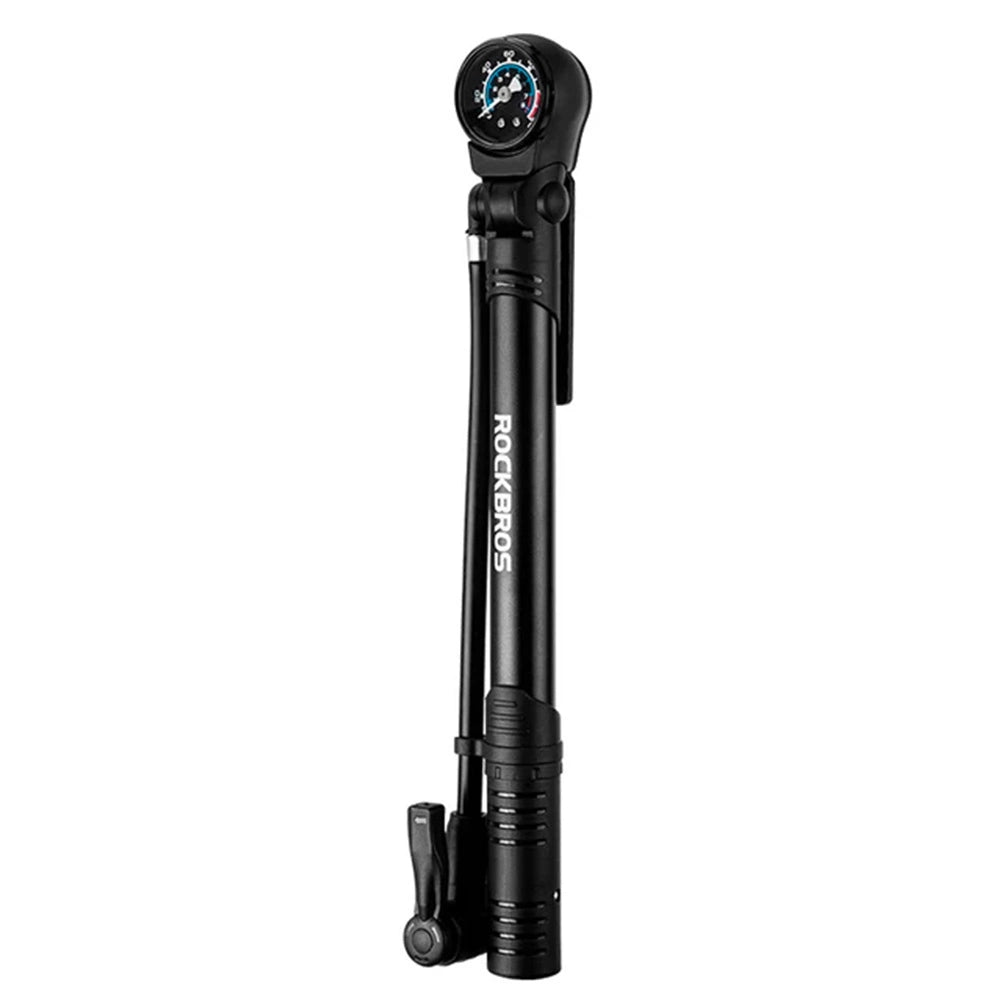 Rockbros 42310006001 cykelpumpe med trykmåler - sort