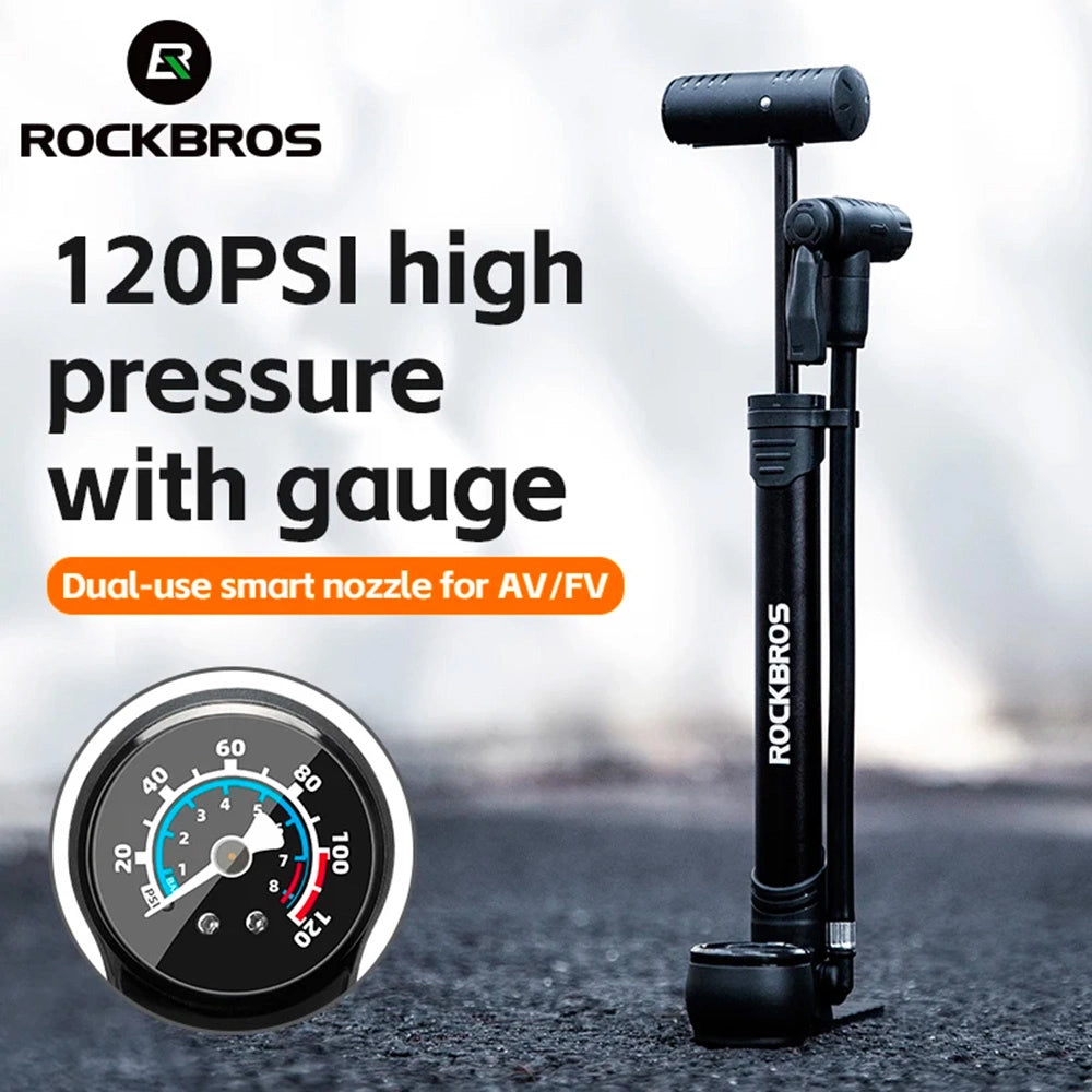 Rockbros 42310006001 cykelpumpe med trykmåler - sort