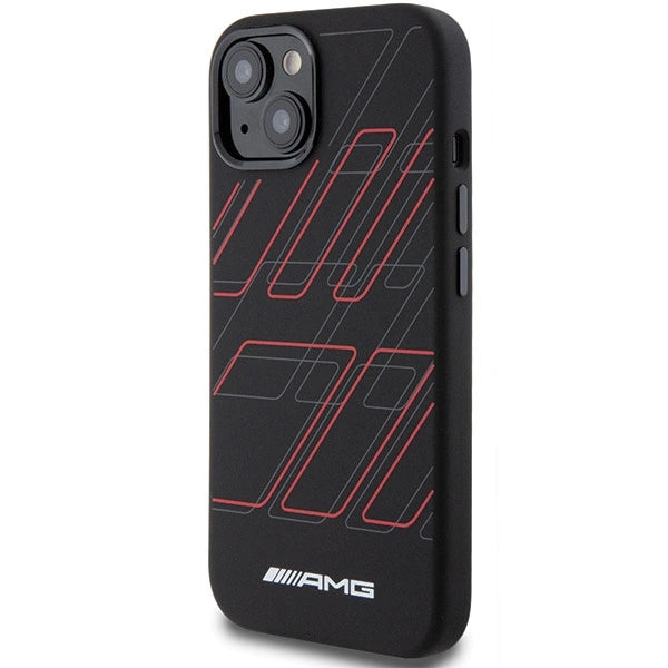 AMG Silicone Large Rhombuses Pattern MagSafe Case til iPhone 15/14/13 - sort
