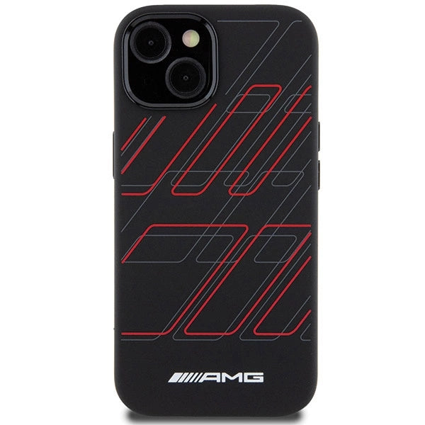 AMG Silicone Large Rhombuses Pattern MagSafe Case til iPhone 15/14/13 - sort