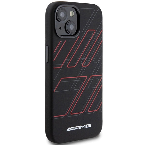 AMG Silicone Large Rhombuses Pattern MagSafe Case til iPhone 15/14/13 - sort