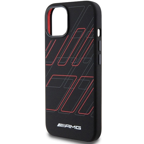 AMG Silicone Large Rhombuses Pattern MagSafe Case til iPhone 15/14/13 - sort