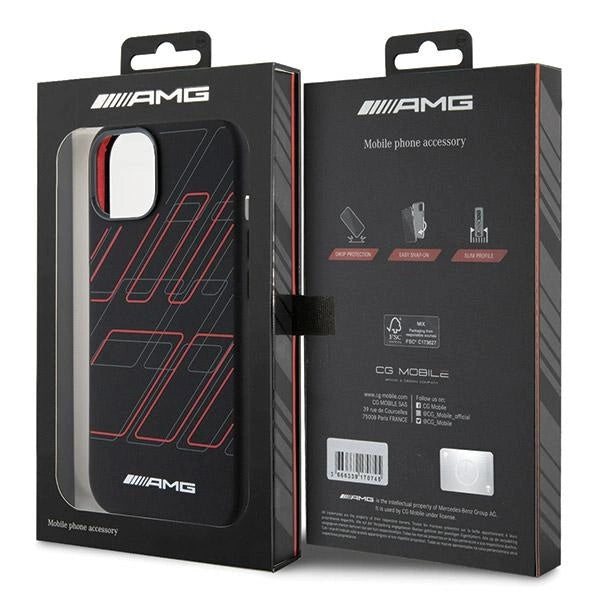 AMG Silicone Large Rhombuses Pattern MagSafe Case til iPhone 15/14/13 - sort