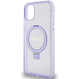 Guess Ring Stand Script Glitter MagSafe-hylster til iPhone 11 / Xr - lilla