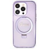 Guess Ring Stand Script Glitter MagSafe-hylster til iPhone 13 Pro Max - lilla