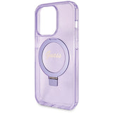 Guess Ring Stand Script Glitter MagSafe-hylster til iPhone 13 Pro Max - lilla