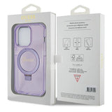 Guess Ring Stand Script Glitter MagSafe-hylster til iPhone 13 Pro Max - lilla