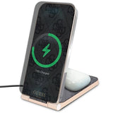 Guess 4G Pattern MagSafe foldable 2in1 15W induktiv oplader - sort