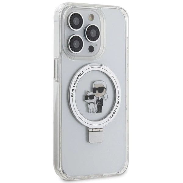 Karl Lagerfeld Ring Stand Karl&Choupette MagSafe case for iPhone 13 Pro Max - white