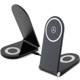 Mercedes Silver Stars MagSafe sammenklappelig 2in1 15W induktiv oplader - sort