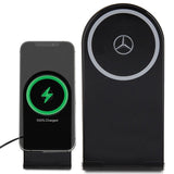 Mercedes Silver Stars MagSafe sammenklappelig 2in1 15W induktiv oplader - sort