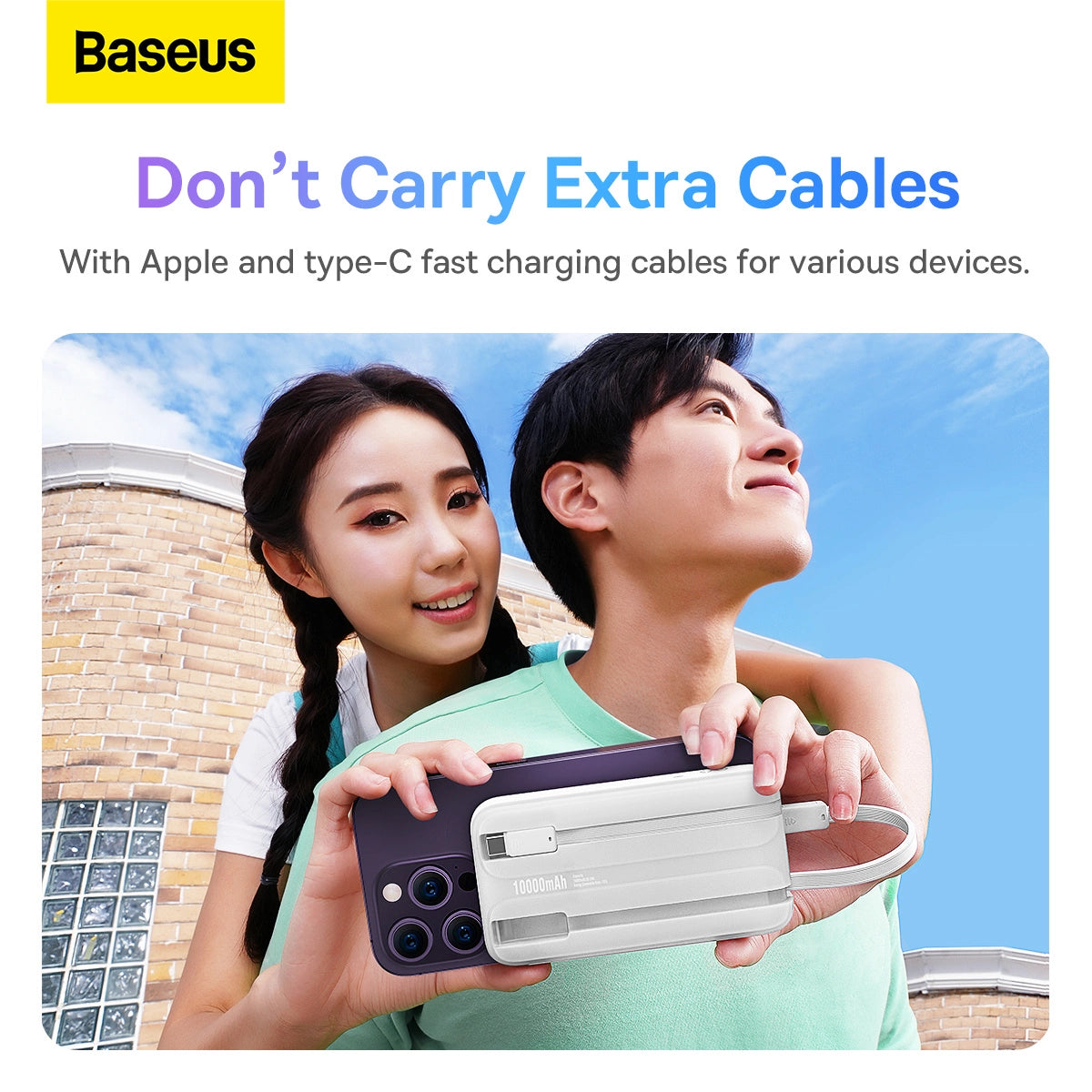 Baseus Comet Series powerbank med display 10000mAh 22.5W - hvid + USB-A - USB-C kabel