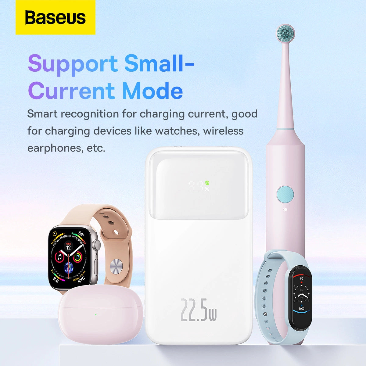 Baseus Comet Series powerbank med display 10000mAh 22.5W - hvid + USB-A - USB-C kabel