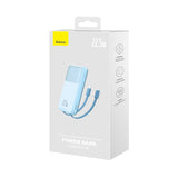 Baseus Comet Series powerbank med display 10000mAh 22.5W - blå + USB-A - USB-C kabel 0.3m - hvid