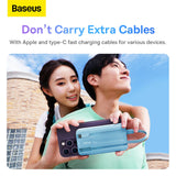 Baseus Comet Series powerbank med display 10000mAh 22.5W - blå + USB-A - USB-C kabel 0.3m - hvid