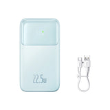 Baseus Comet Series powerbank med display 10000mAh 22.5W - blå + USB-A - USB-C kabel 0.3m - hvid