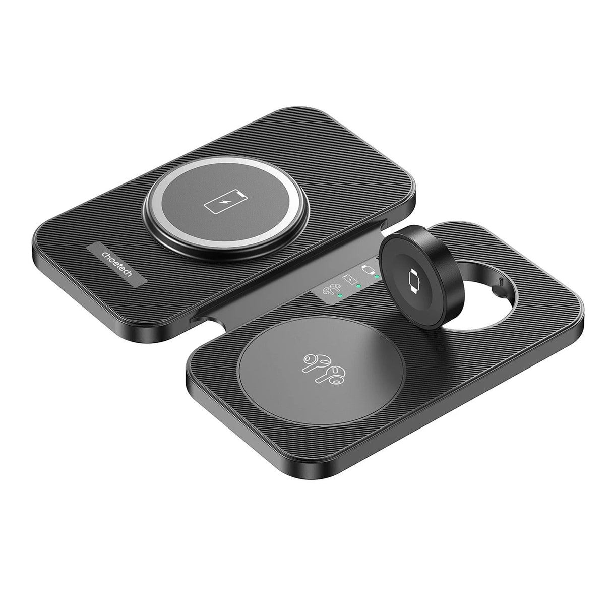 Choetech T616-F 3in1 induktiv oplader kompatibel med Apple og Samsung enheder - sort