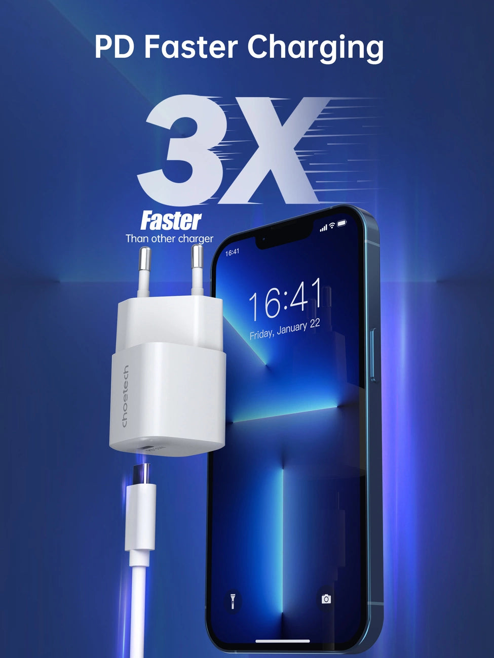Choetech PD5007 USB-C PD 30W GaN vægoplader - hvid