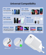 Choetech PD5007 USB-C PD 30W GaN vægoplader - hvid
