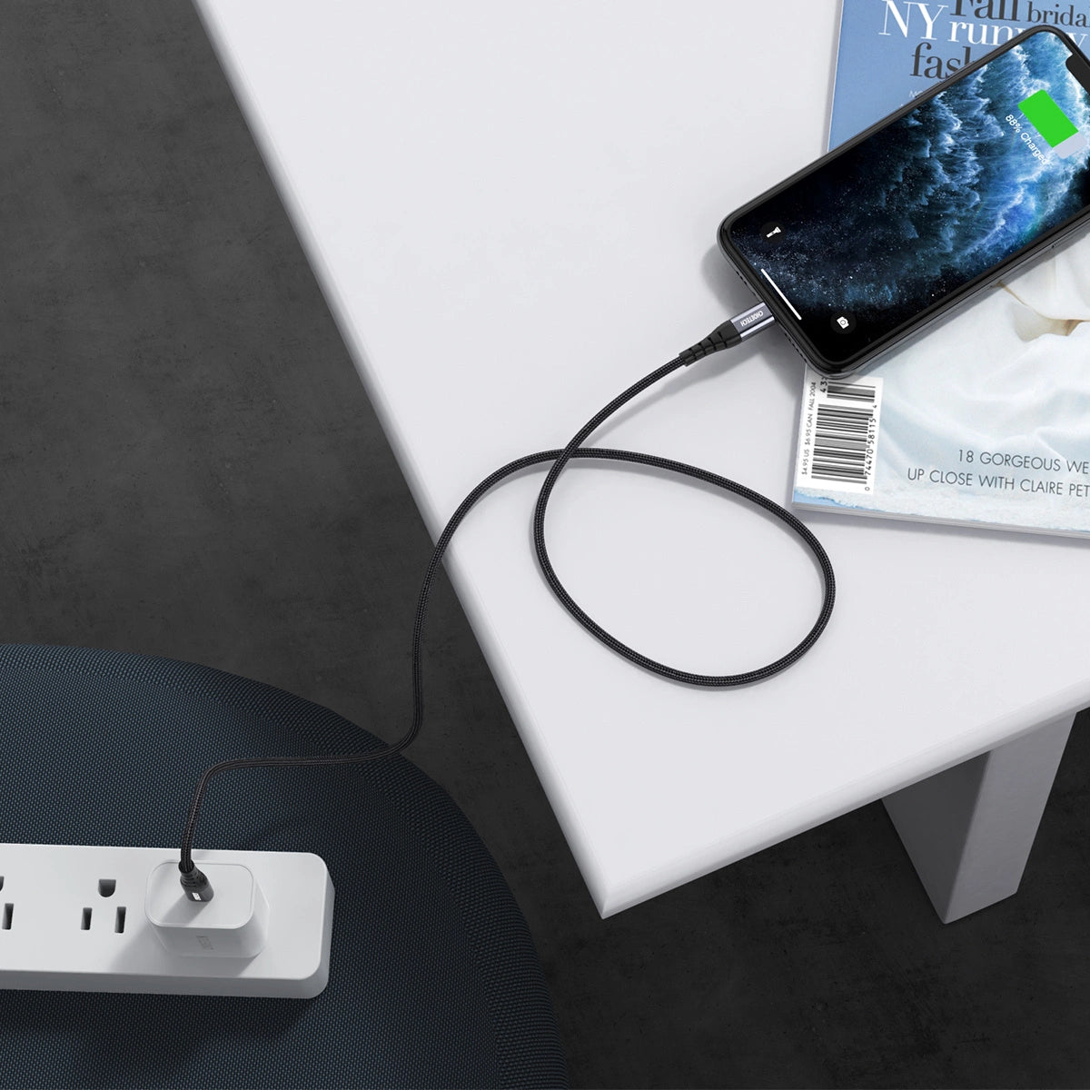 Choetech IP0039 USB-C / Lightning MFi-kabel, 1,2 m lang - sort