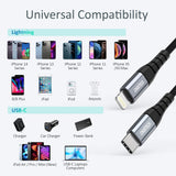 Choetech IP0039 USB-C / Lightning MFi-kabel, 1,2 m lang - sort