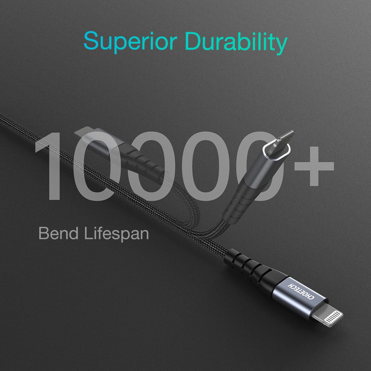 Choetech IP0039 USB-C / Lightning MFi-kabel, 1,2 m lang - sort