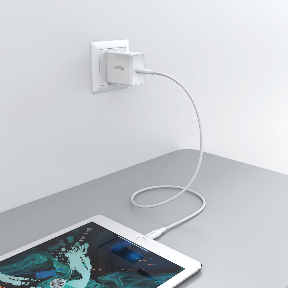 Choetech IP0040 USB-C / Lightning MFi PD 30W 1,2 m kabel - hvid