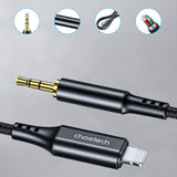 Choetech AUX009 Lighting / mini jack 3,5 mm kabel 2 m - sort