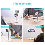 Choetech H035 aluminium stand til en telefon eller tablet med justering - hvid og sølv