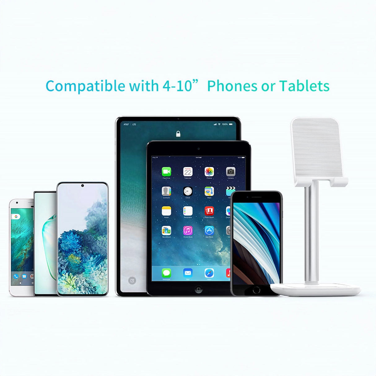 Choetech H035 aluminium stand til en telefon eller tablet med justering - hvid og sølv
