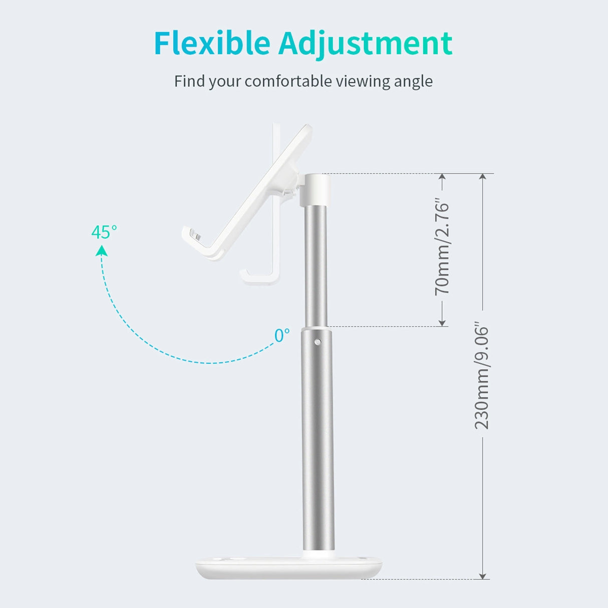 Choetech H035 aluminium stand til en telefon eller tablet med justering - hvid og sølv