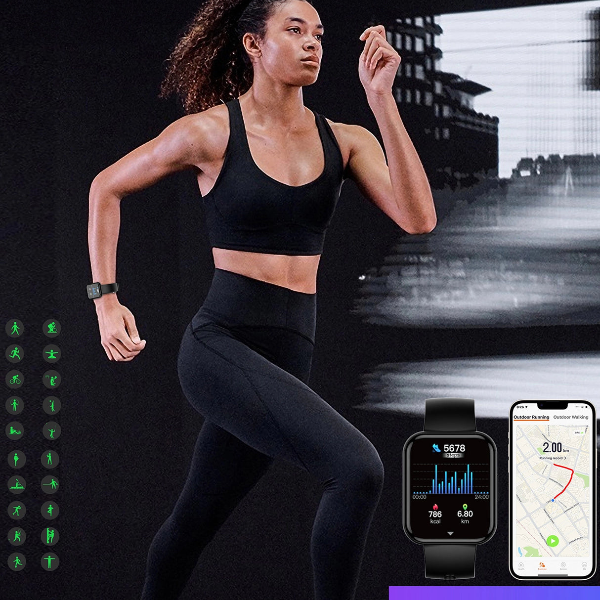 Choetech WT001 smartwatch med IP67-opkaldsbesvarelsesfunktion - sort