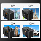 Choetech PD5022 70W EU/US/AUS/UK Travel Adapter med indbygget USB-C-kabel - sort