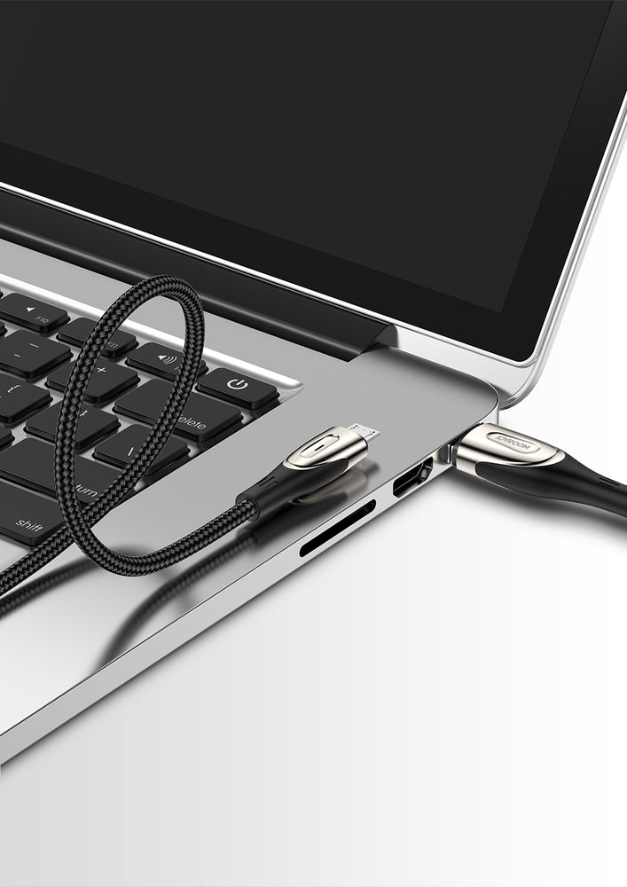 Joyroom Sharp Series S-M411 USB-A / micro USB 3A 1.2m Kabel med opladningsanvisning - sort