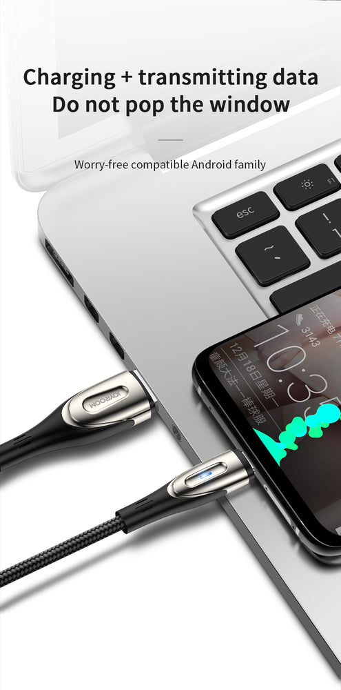 Joyroom Sharp Series S-M411 USB-A / micro USB 3A 2m Cable with Charging Indicator - Black