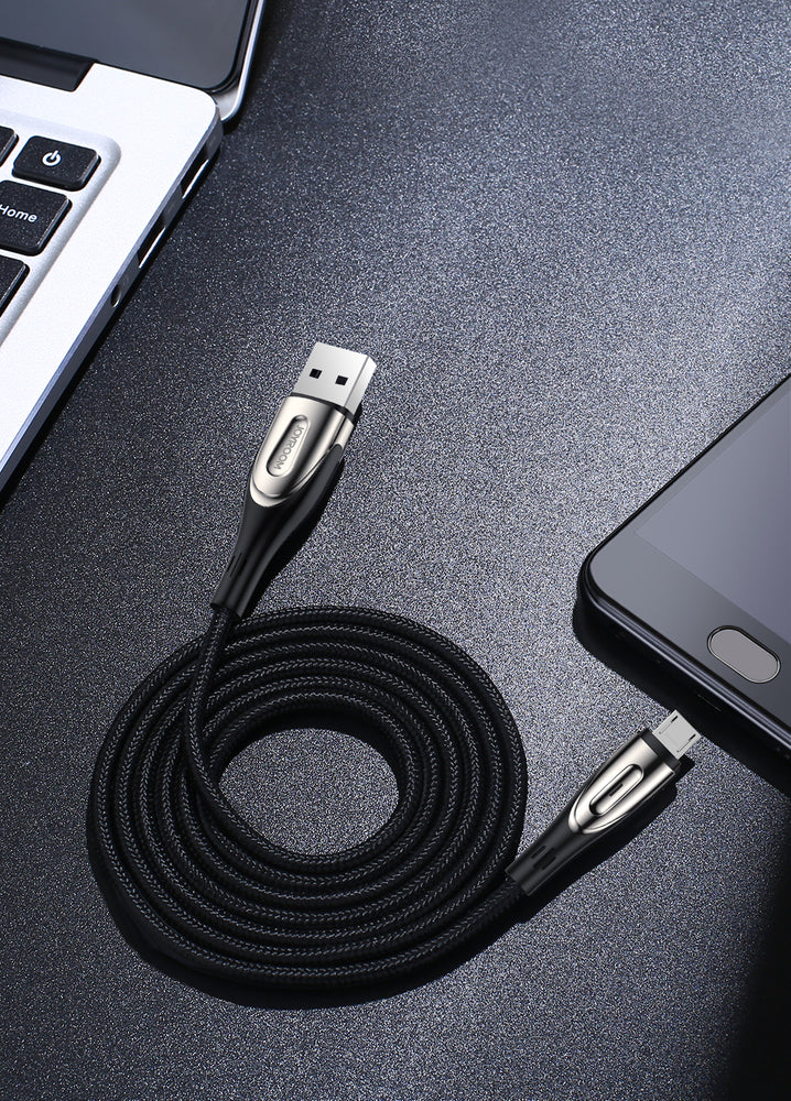 Joyroom Sharp Series S-M411 USB-A / micro USB 3A 2m Cable with Charging Indicator - Black