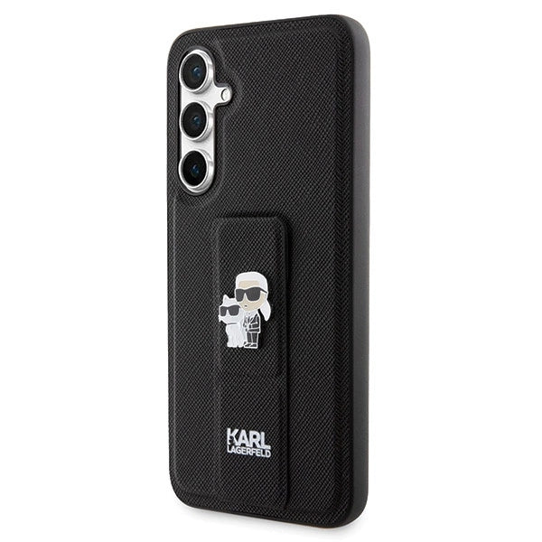 Karl Lagerfeld Gripstand Saffiano Karl&Choupette Pins case for Samsung Galaxy S23 FE - black