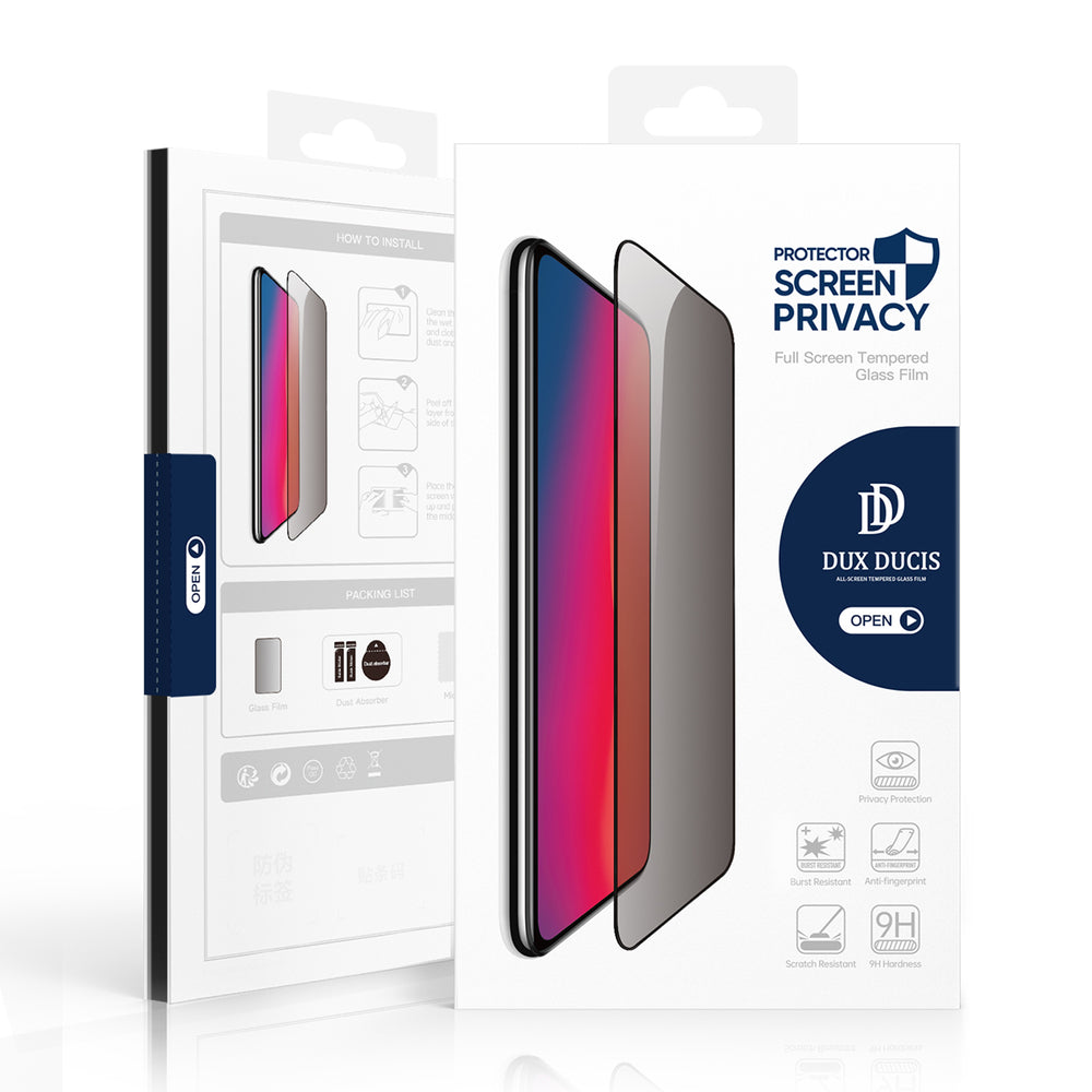 Dux Ducis Glass Privacy til Samsung S24 - med sort ramme