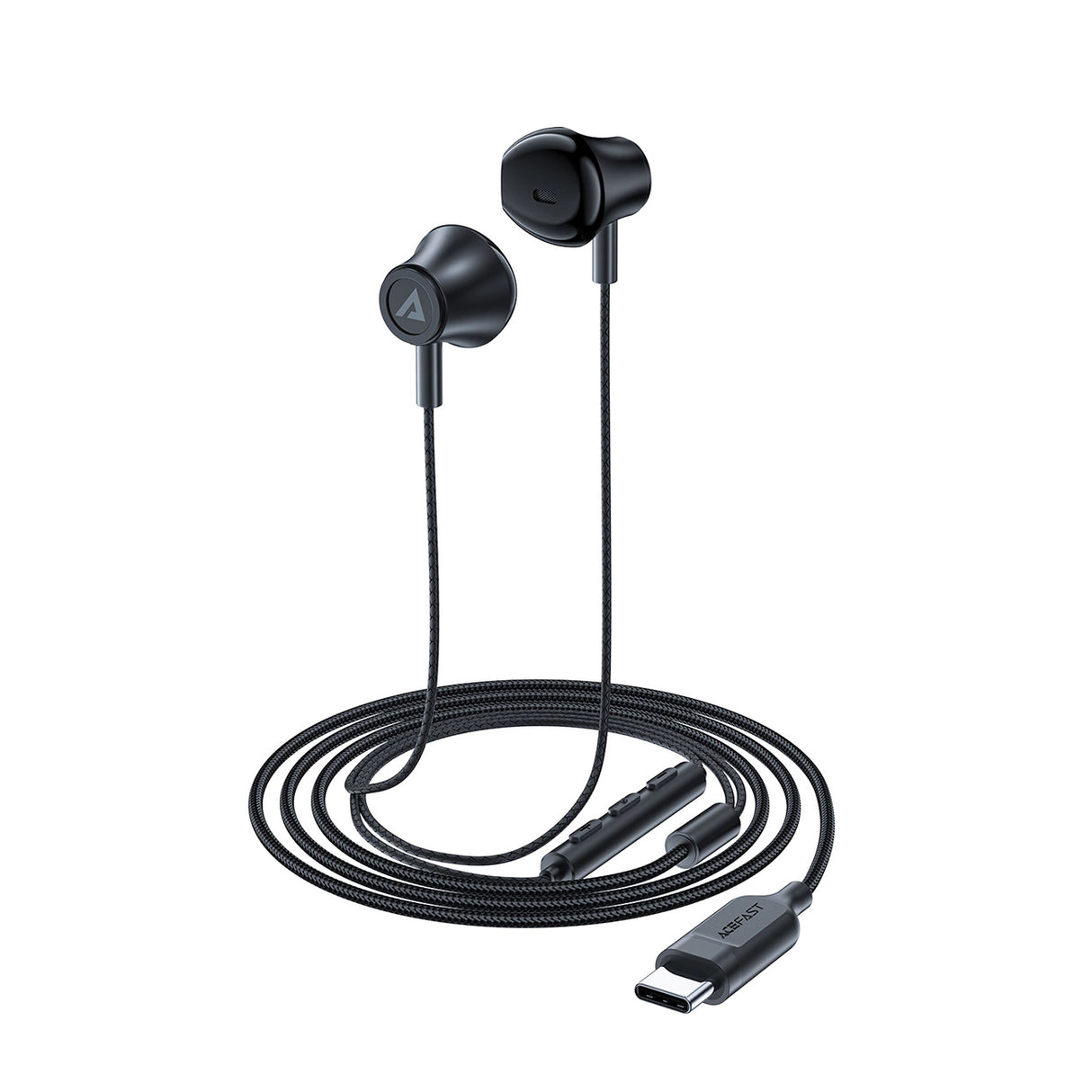 Acefast L2 øretelefoner med USB-C-stik, mikrofon og fjernbetjening 1,2 m - sort