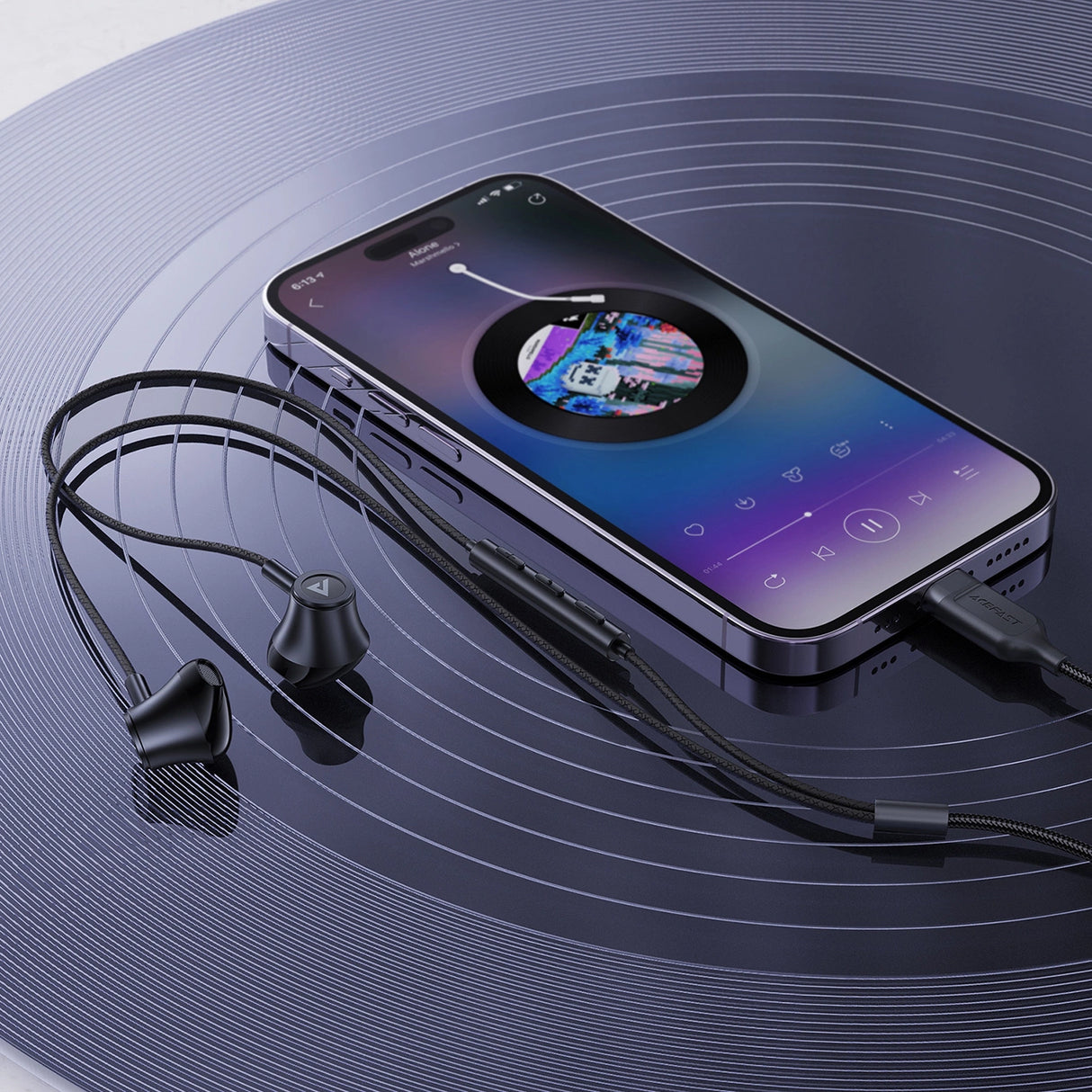 Acefast L2 øretelefoner med USB-C-stik, mikrofon og fjernbetjening 1,2 m - sort