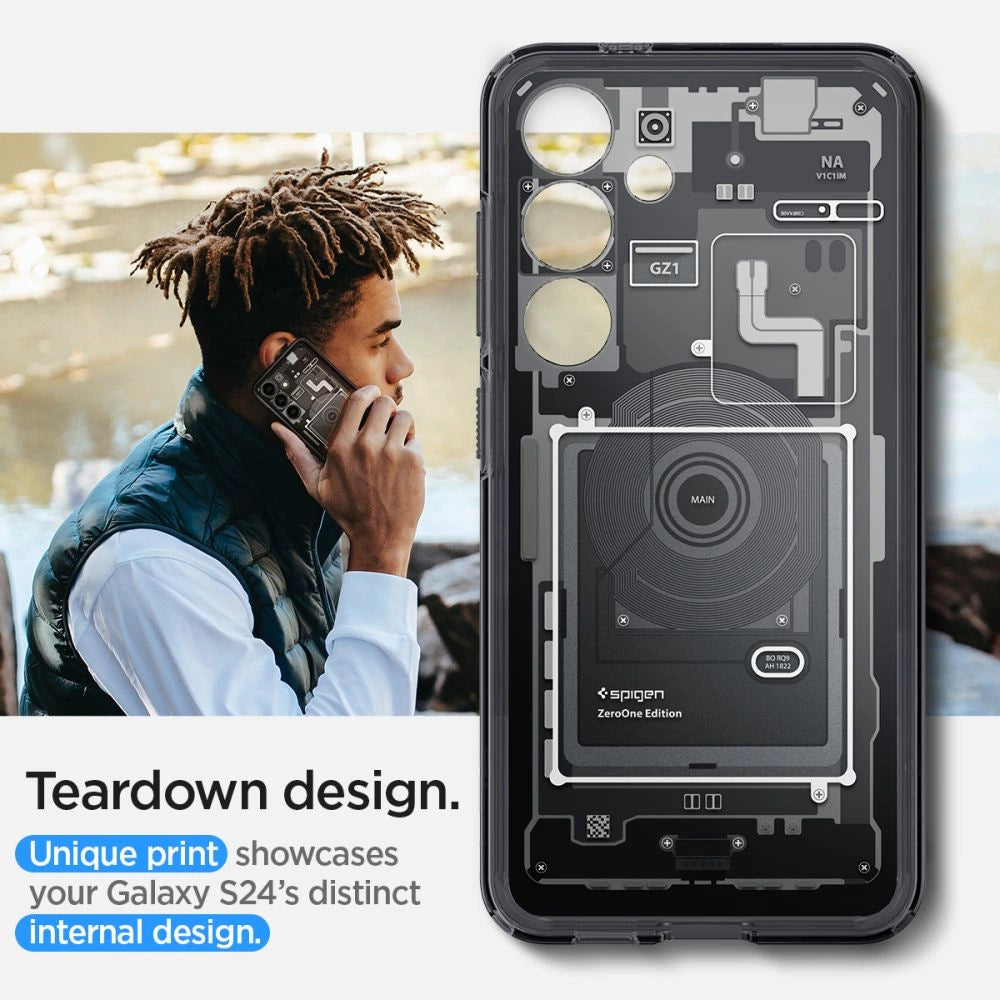 Spigen Ultra Hybrid Case til Samsung Galaxy S24 - mørkgrå (Zero One Pattern)