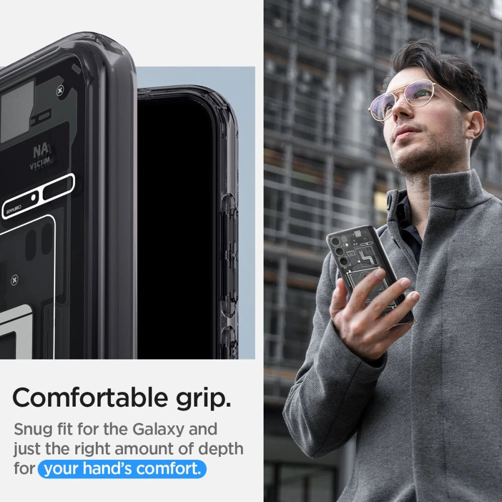 Spigen Ultra Hybrid Case til Samsung Galaxy S24 - mørkgrå (Zero One Pattern)