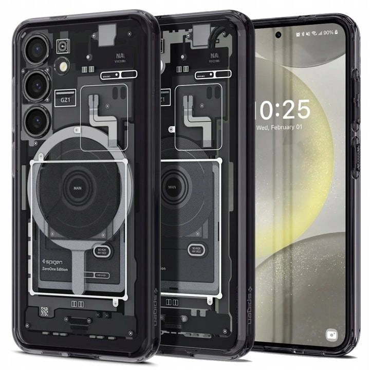 Spigen Ultra Hybrid OneTap Ring Case med MagSafe til Samsung Galaxy S24 - Clear (Zero One Pattern)