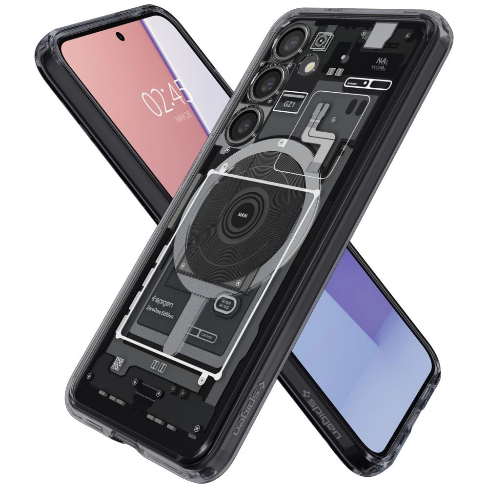 Spigen Ultra Hybrid OneTap Ring Case med MagSafe til Samsung Galaxy S24 - Clear (Zero One Pattern)