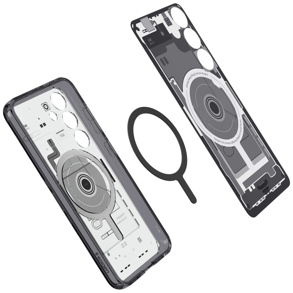 Spigen Ultra Hybrid OneTap Ring Case med MagSafe til Samsung Galaxy S24 - Clear (Zero One Pattern)