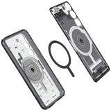 Spigen Ultra Hybrid OneTap Ring Case med MagSafe til Samsung Galaxy S24 - Clear (Zero One Pattern)