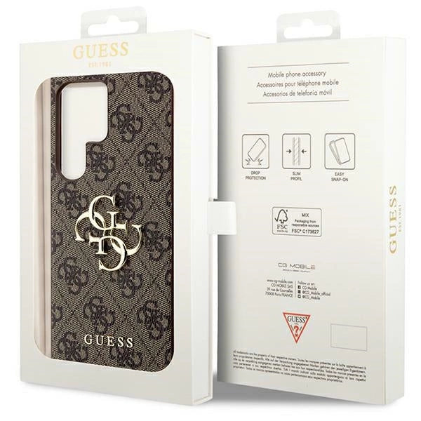 Guess 4G Big Metal Logo Case for Samsung Galaxy S24 Ultra - Brown