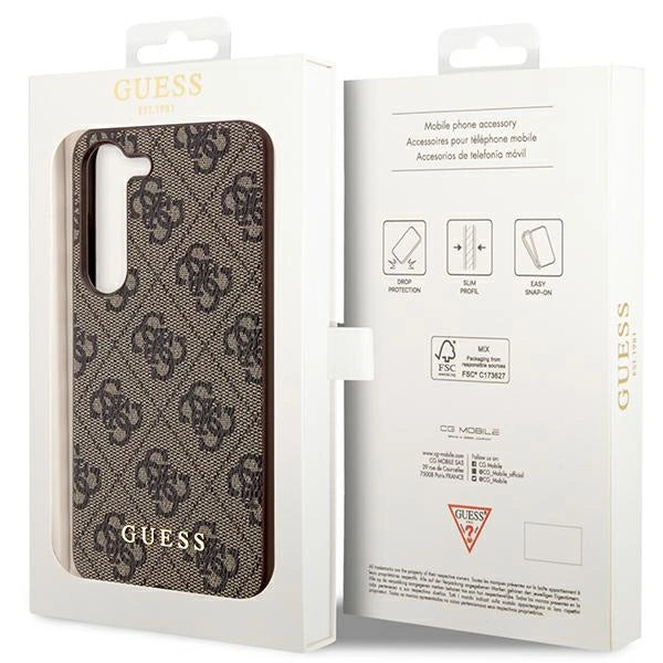 Guess 4G Metal Gold Logo-hylster til Samsung Galaxy S24+ - brun